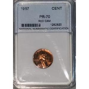 レア USA 1957 p 1c レッド カム コイン PR70 第 1 位として評価 1c 1957p PR70