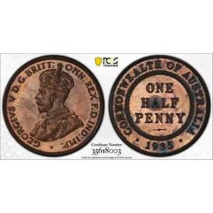 オーストラリア 1935 プルーフ ワン ハーフ ペニー - PCGS PR64BN - CV $35,000