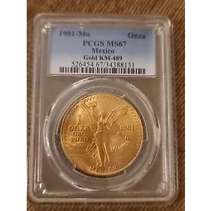 1981 メキシコ ゴールド オンザ PCGS MS67 わずか 28 個の人口 PCGS MS67、これ以上のものはありません!