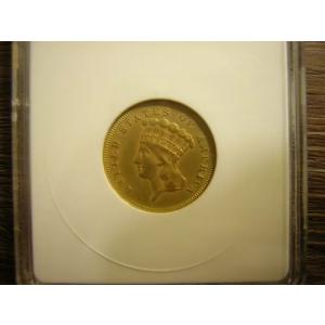 非常に珍しい 1868 $3 ゴールド AU 53 ANACS (4875) 鋳造