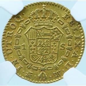 1787 スペイン国王チャールズ 3 世 アンティーク マドリッド スペイン ゴールド エスクード コイン NGC i121429