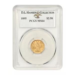 1895 年 $2.50 PCGS MS64 例: D.L.ハンセン