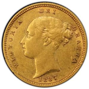 1887 M ハーフ ソブリン (AU50) 9k ミント このグレードでは非常に珍しい