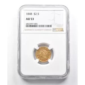 AU53 1848 $2.50 リバティヘッド ゴールド クォーター イーグル NGC *1529