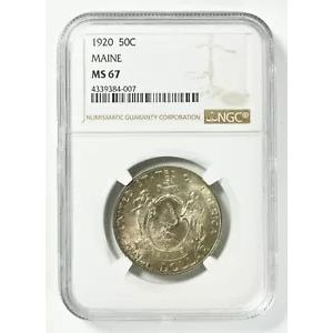 1920 メイン センテニアル コメム シルバー ハーフダラー NGC MS67 すごいレジストリ コイン!