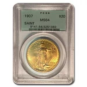 1907年 $20 セントゴーデンス ゴールド ダブル イーグル MS-64 PCGS (OGH)