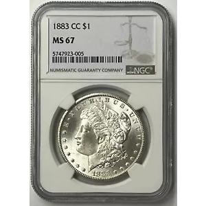 1883-CC $1 モーガン シルバー ダラー NGC MS67 市場に出たばかり カーソンシティ造幣局