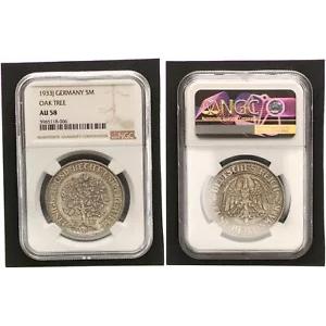 ワイマール共和国 5 マーク 1933 J オーク ツリー XF NGC Au 58 74170