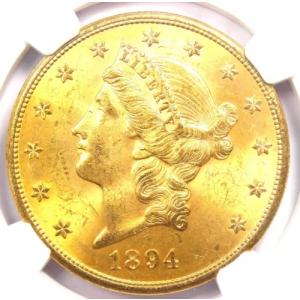 1894-S リバティ ゴールド ダブル イーグル $20 コイン - NGC MS63 (BU UNC) - $4,925 価値