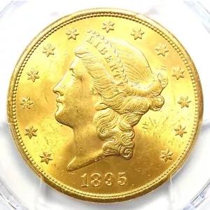 1895-S リバティ ゴールド ダブル イーグル $20 コイン - PCGS MS63 (BU UNC) - $4,750 相当