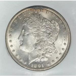 1891-CC モーガン シルバー ドル~NGC MS 65 ~美しいレジストリ セット コイン~VAM 3