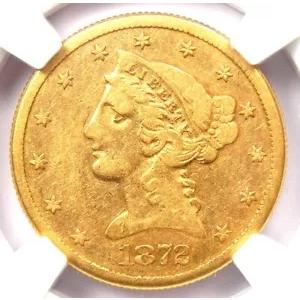 1872-CC リバティ ゴールド ハーフ イーグル 5 ドル カーソンシティ コイン - 認定 NGC 細かい詳細