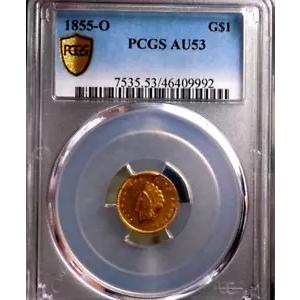1855 o ゴールド ダラー プリンセス PCGS au 53+++ カム アンダー グレード ddr エラー コイン レア