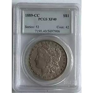 1889 CC モーガン シルバー ダラー PCGS XF-40