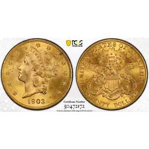 1903 PCGS MS65 $20 ゴールド リバティ ダブル イーグル
