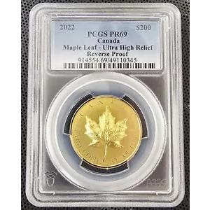 2022 カナダ 超高浮き彫り メープル リーフ 1 オンス 金貨 PCGS PR69 リバース プルーフ