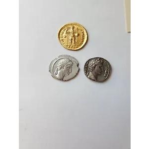古代コイン 3 枚、24K ゴールド / シルバー テオドシウス 2 世アウグストゥス