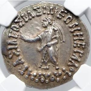 古代インド地域王マウエス シルバー テトラドラクマ ギリシャ コイン NIKE NGC i87717