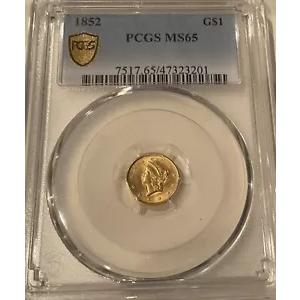 リバティヘッド 1ドルゴールド 1852 PCGS MS65