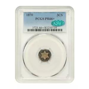 1870 3CS PCGS/CAC PR66+