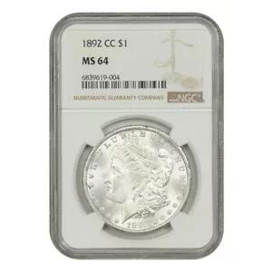 1892-CC $1 NGC MS64 - モーガン ドル - 人気、希少品 カーソンシティ モーガン