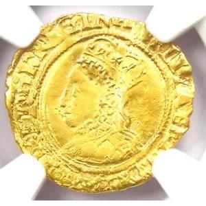 1566 イングランド エリザベス 1 世 ゴールド 1/2 クラウン コイン - NGC 未流通ディテール UNC MS