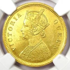 1862-C インド ビクトリア モフール金貨。認定 NGC 未流通 詳細 UNC MS