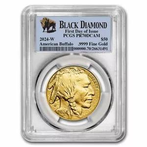 2024-W 1 オンス プルーフ ゴールド バッファロー PR-70 PCGS (FDI、ブラック ダイヤモンド)