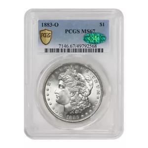 1883-O $1 モルガン ドル シルバー PCGS MS67 CAC 認定宝石グレード コイン
