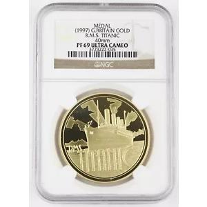 イギリス 1997 50 グラム金メダル RMS タイタニック号 85 周年記念 NGC PF69 UC