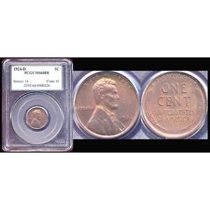 1924-D 1C レア PCGS MS64RB リンカーン ウィート セント++
