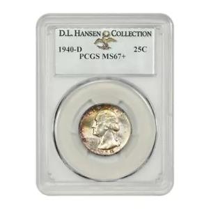 1940-D 25C PCGS MS67+ 例: D.L.ハンセン - ワシントン クォーター