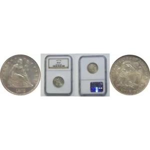 1872 年 25C 着席リバティ クォーター NGC MS-64