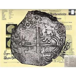 フィッシャー 個人コイン COA PCGS 日付 1618 ボリビア 8 レアル アトーチャ 1622 難破船