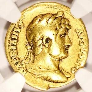 ゴールド AV アウレウス ハドリアヌス ローマ帝国 117-138 AD 認定 NGC ファイン 5/5 4/5