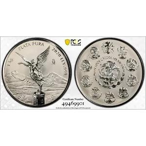 2020 メキシコ PCGS PL70 1 キロ .999 シルバー リベルタ オンザ TOP POP 1/0 ボックス & COA