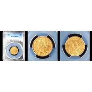 1854 $5 PCGS MS61-POP 20 限定 44 ハイヤー リバティ ヘッド ハーフ イーグル