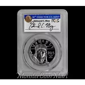 2015-W $100 プラチナ 自由の女神 PCGS PR70DCAM ファースト ストライク - MOY サイン入り!!
