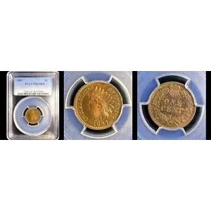 1897 1C PCGS PR65RD (ピュア レッド)-レア ポップ 13-オンリー 9 ファイン-ロー ミント 1938-PQ インディ