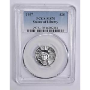 MS70 1997 $25 アメリカン プラチナ イーグル 1/4 オンス プラチナ PGCS *0408