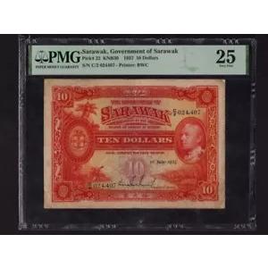 サラワク:P-22,10$、1937 * C/2 * チャールズ ヴァイナー ブルック * PMG VF 25 *
