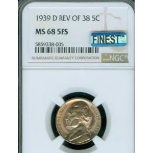 1939 D REV 38 ジェファーソン ニッケル NGC MS68 FS PQ 最高級レジストリー & スポットレス ポップ 5 *