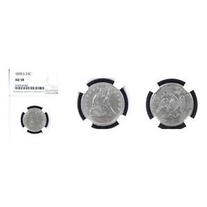1878-S 25C AU58 NGC-RARE POP 4-リバティ席クォーター--