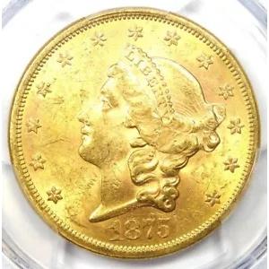 1875-S リバティ ゴールド ダブル イーグル 20 ドル コイン - PCGS MS61 (BU UNC) - 珍しい日付!