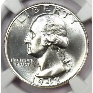 1942 プルーフ ワシントン クォーター 25C - NGC PR68+ プラス グレード - $6,000+ 価値