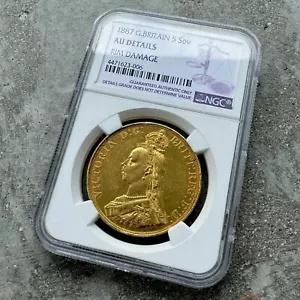 1887 イギリス 5 ポンド金貨 ビクトリア女王 5 ポンド - NGC AU 詳細