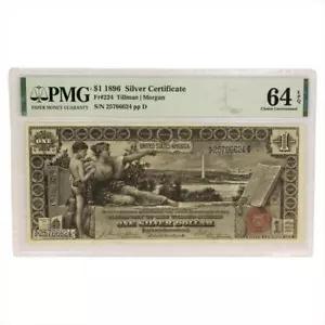 1896 $1 シルバー証明書 FR#224 PMG Choice 未流通 64 S/N 25766624