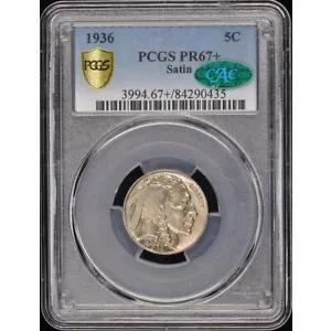 1936 5C サテン バッファロー ニッケル PCGS PR67+ (CAC)
