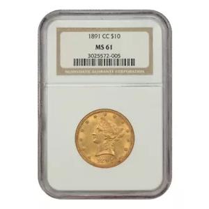 1891-CC $10 NGC MS61 - リバティ ヘッド $10 - 人気のカーソンシティ ゴールド イーグル