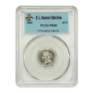 1883 3CN PCGS PR68 例: D.L.ハンセン